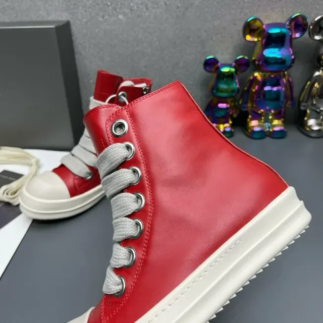 Red Beige High-Top Side-Zipper Lifestyle Sneakers 2