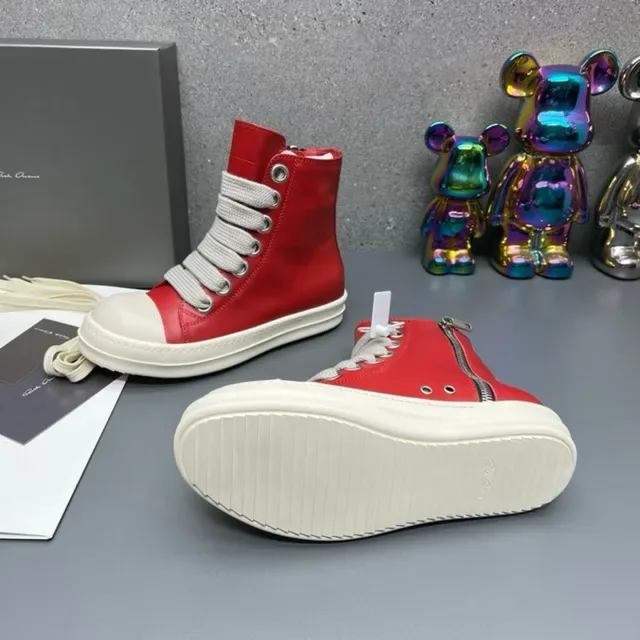 Red Beige High-Top Side-Zipper Lifestyle Sneakers 3
