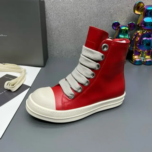 Red Beige High-Top Side-Zipper Lifestyle Sneakers 4