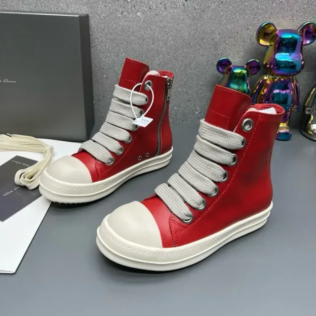 Red Beige High-Top Side-Zipper Lifestyle Sneakers 5