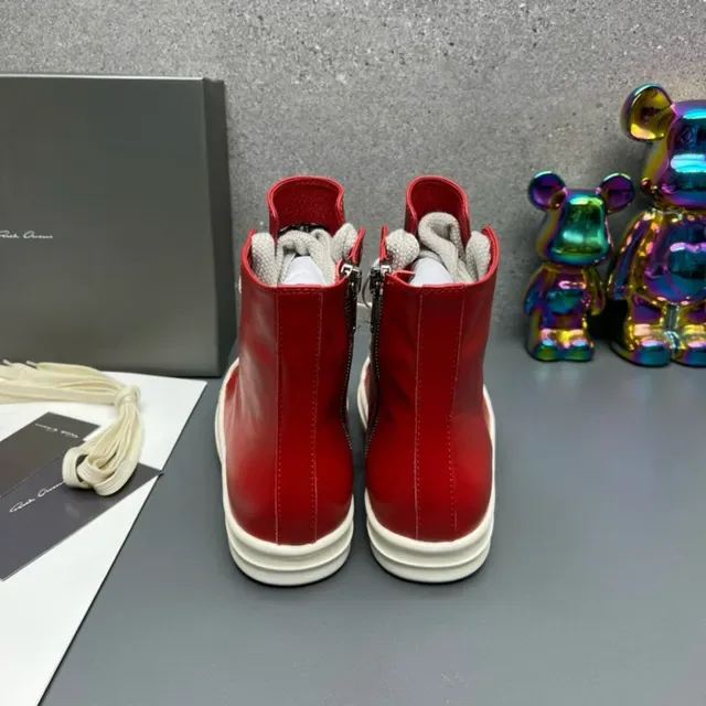 Red Beige High-Top Side-Zipper Lifestyle Sneakers 7