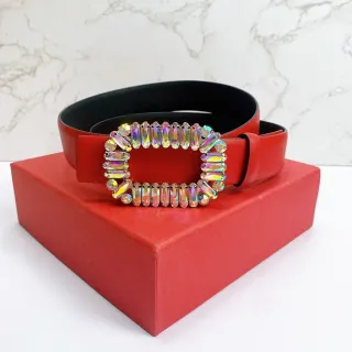 Red Black Smooth Strap Interior Leather Belt