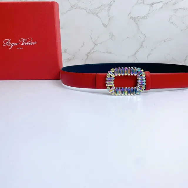 Red Black Smooth Strap Interior Leather Belt 3