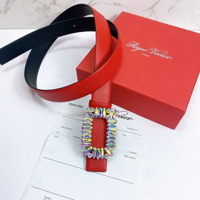 Red Black Smooth Strap Interior Leather Belt 4