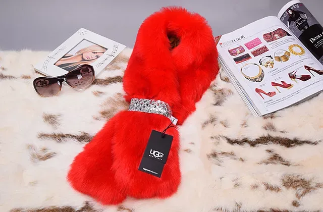 Red Fluffy Faux-Fur Scarve 6