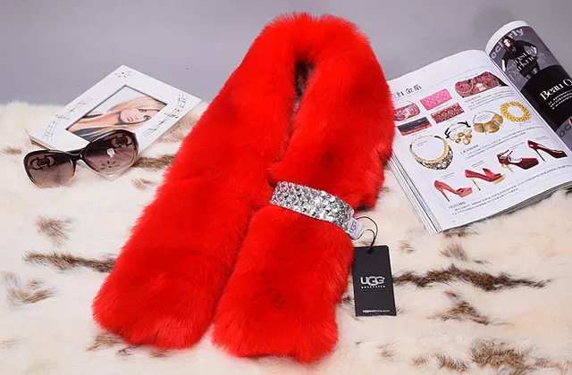Red Fluffy Faux-Fur Scarve 7