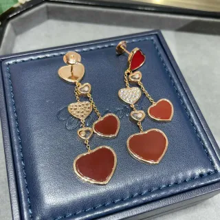 Red Gold Multi-Heart Dangle Metal Earrings