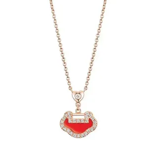 Collar con cadena de oro rojo rosa en forma de corazón