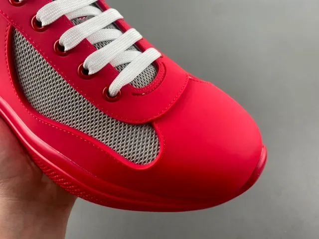 Red Gray Synthetic Upper Mesh Inserts Sneakers 2