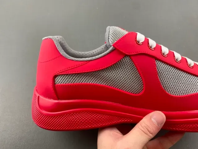 Red Gray Synthetic Upper Mesh Inserts Sneakers 3