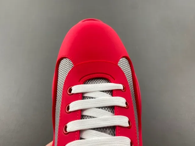 Red Gray Synthetic Upper Mesh Inserts Sneakers 5