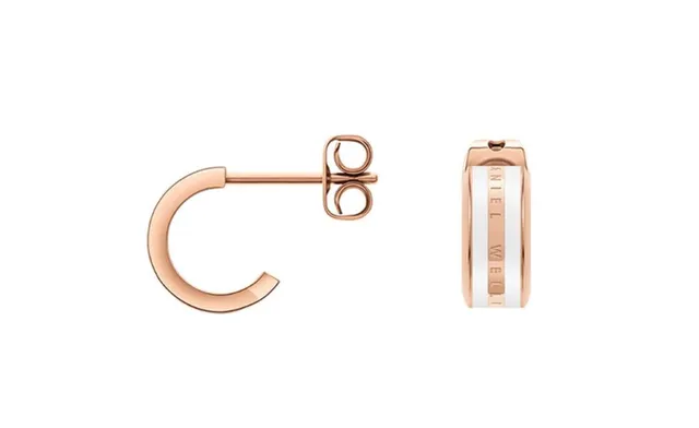 Rose Gold and White Inlay Engraved Hoop Earring 4