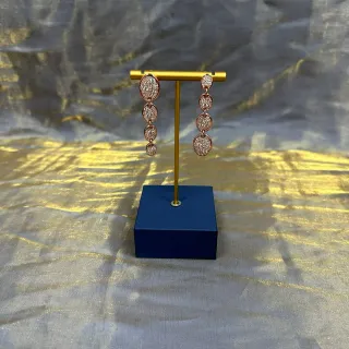 Rose-Gold-Tone Multi-Tier Oval Pavé Dangling Earrings