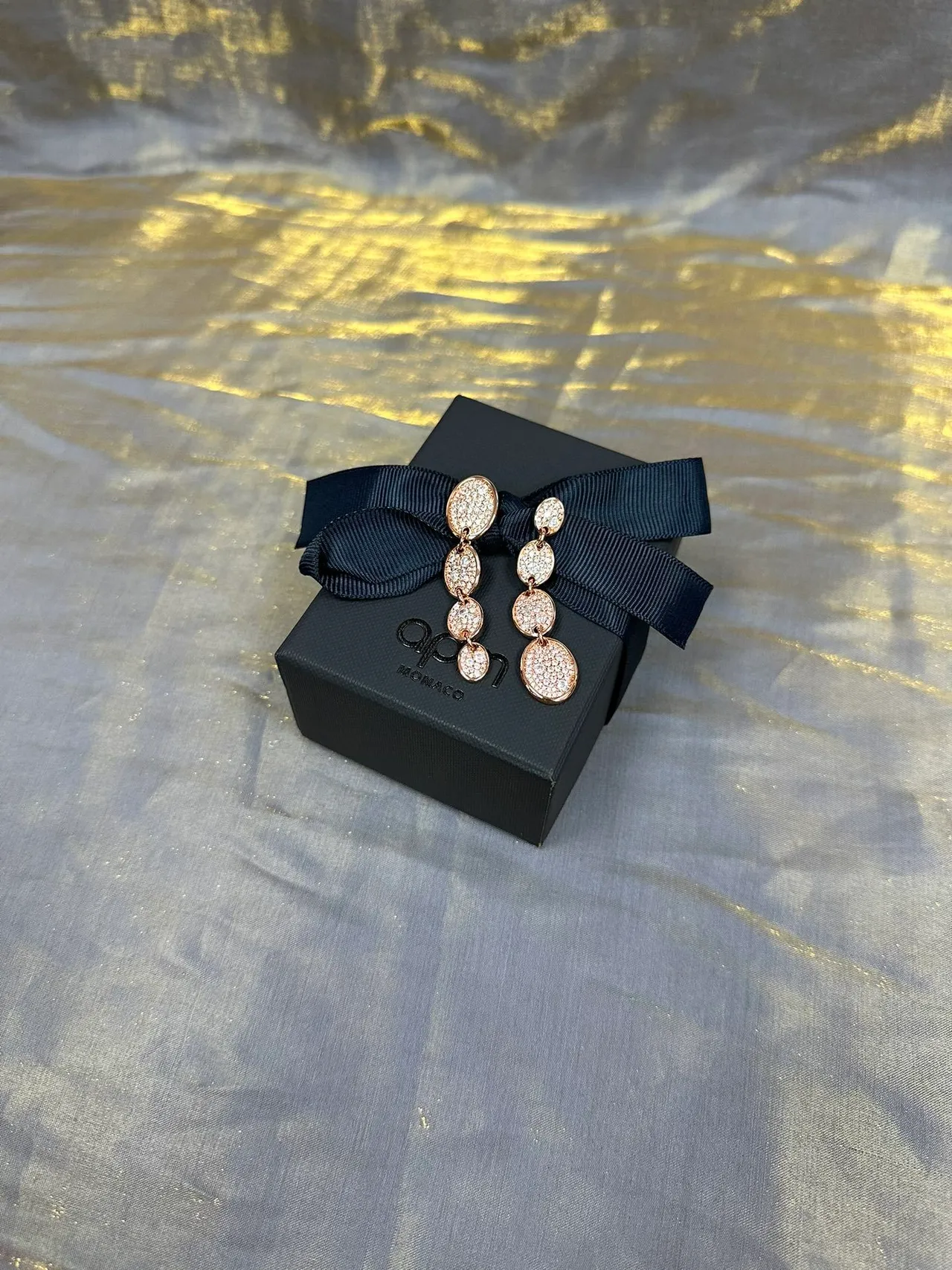 Rose-Gold-Tone Multi-Tier Oval Pavé Dangling Earrings 6