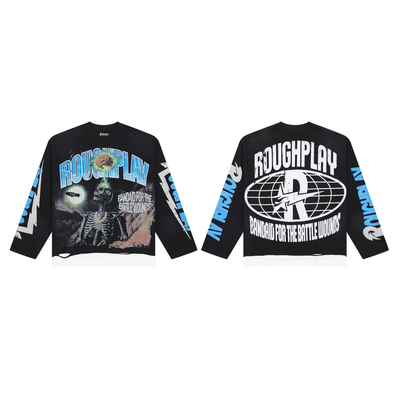 ROUGH Graphic-Print Cropped Long-Sleeve Sweater 2