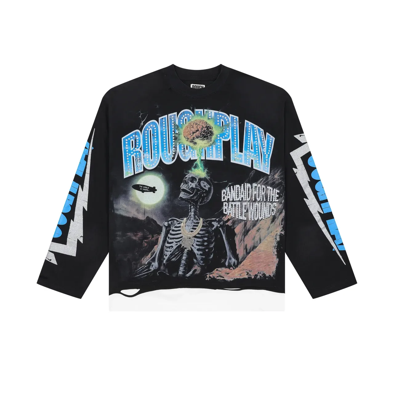 ROUGH Graphic-Print Cropped Long-Sleeve Sweater 3