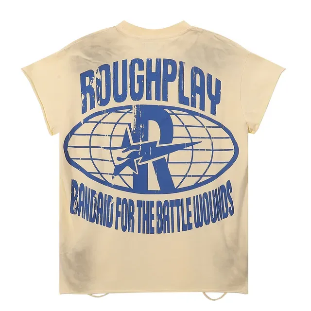 ROUGH Roughplay Distressed Graphic Gray T-Shirt 5