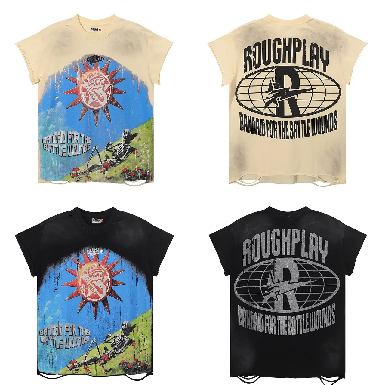 ROUGHPLAY Bandaid for the Battle Wounds Graphic Distressed T-Shirt 2