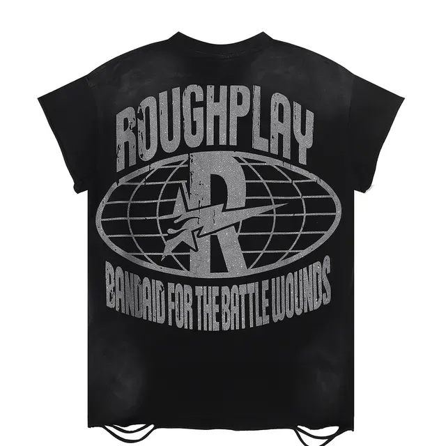 ROUGHPLAY Bandaid for the Battle Wounds Graphic Distressed T-Shirt 3