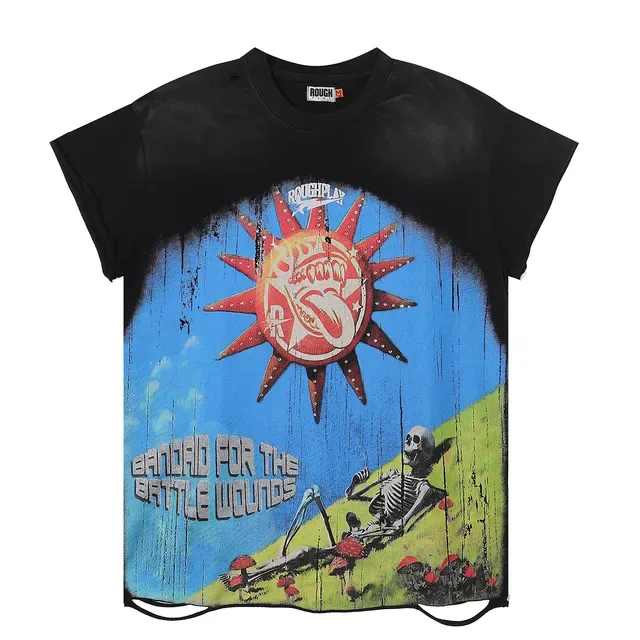 ROUGHPLAY Bandaid for the Battle Wounds Graphic Distressed T-Shirt 4