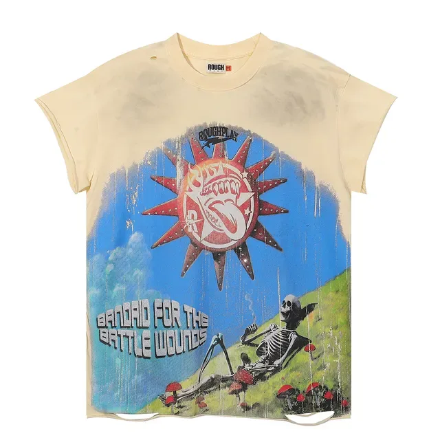 ROUGHPLAY Bandaid for the Battle Wounds Graphic Distressed T-Shirt 6