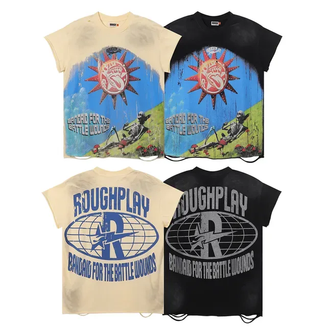 ROUGHPLAY Bandaid for the Battle Wounds Graphic Distressed T-Shirt 7