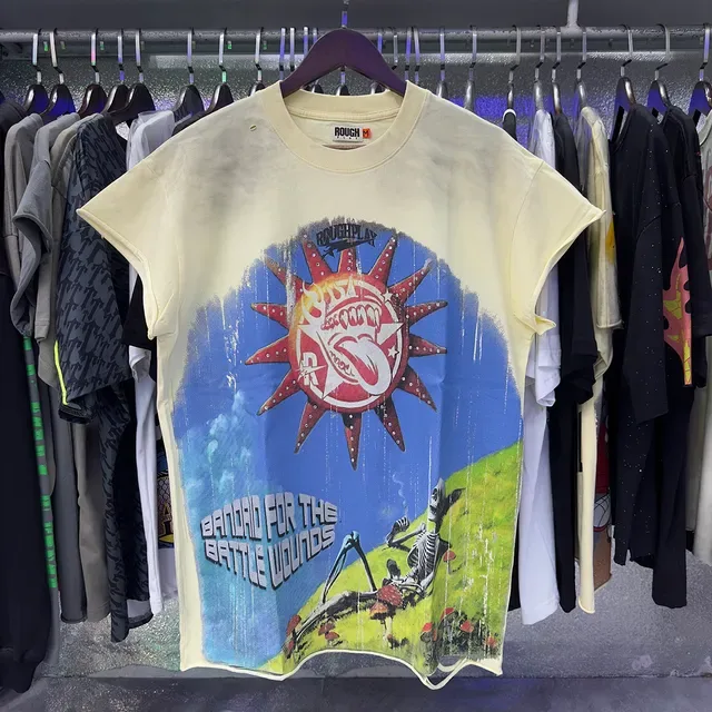 ROUGHPLAY Bandaid for the Battle Wounds Graphic Distressed T-Shirt 9