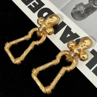 Sculptural Gold-Tone Textured Geometric Earrings