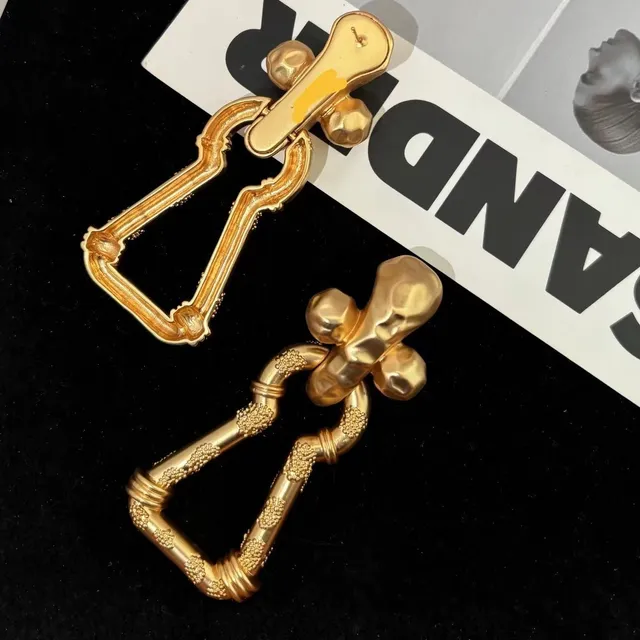Sculptural Gold-Tone Textured Geometric Earrings 5