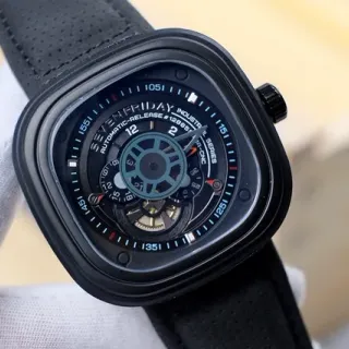 SevenFriday P1-CNC Industrial Series Black Open-Heart Mechanical Watch