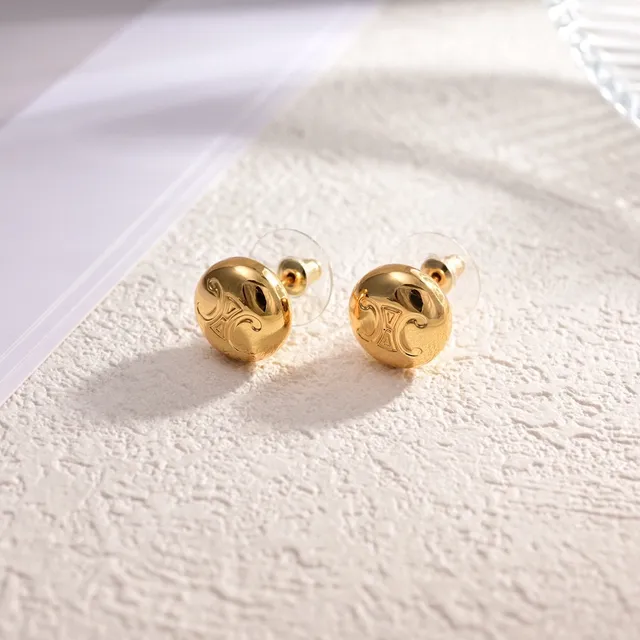 Silver and Gold Monogrammed Spherical Stud Earrings 4