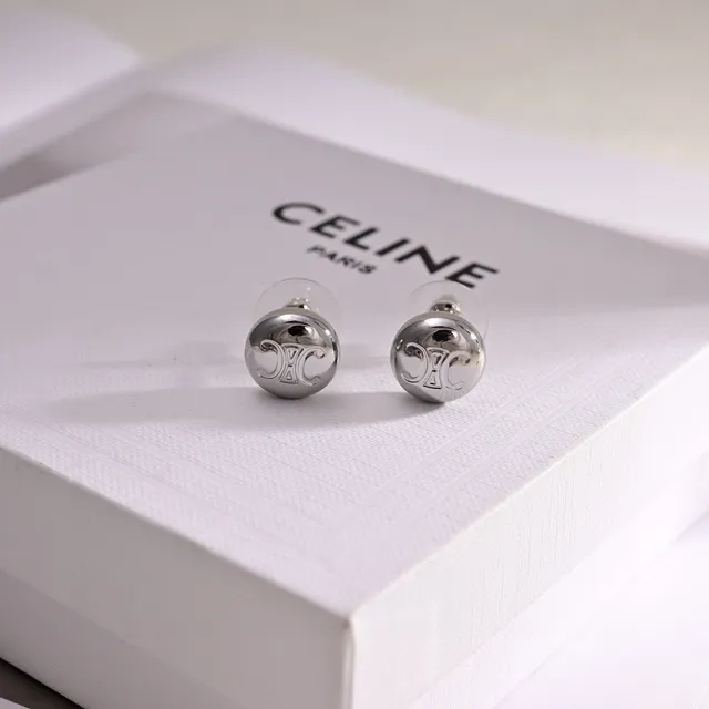 Silver and Gold Monogrammed Spherical Stud Earrings 5