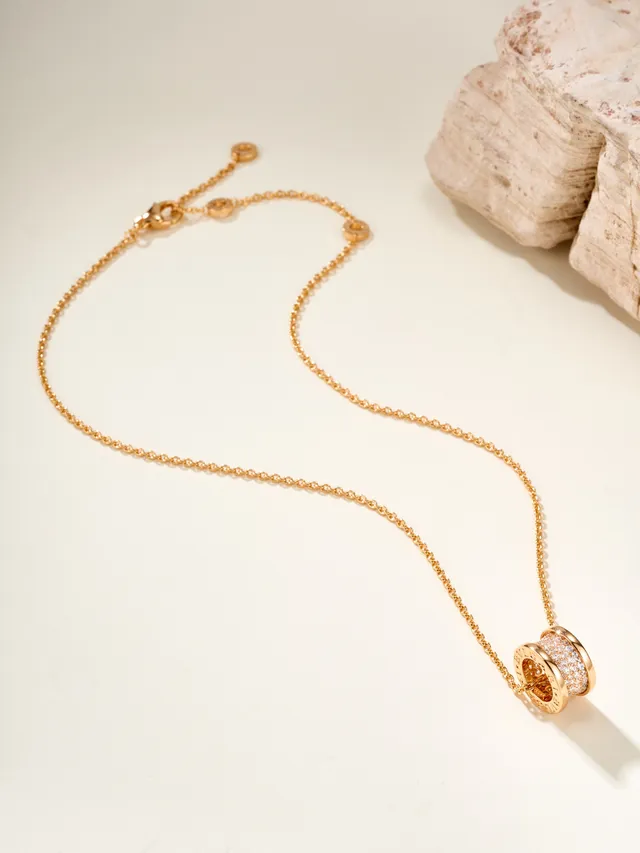 Silver and Gold Tone Pavé Barrel Pendant Necklaces 15