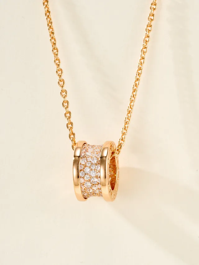 Silver and Gold Tone Pavé Barrel Pendant Necklaces 18