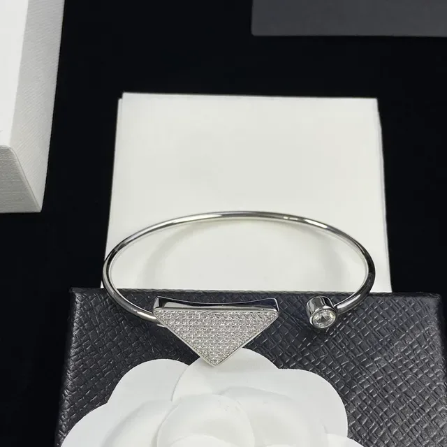 Silver and Gold Tone Pavé Triangle Open-Cuff Bracelets 5
