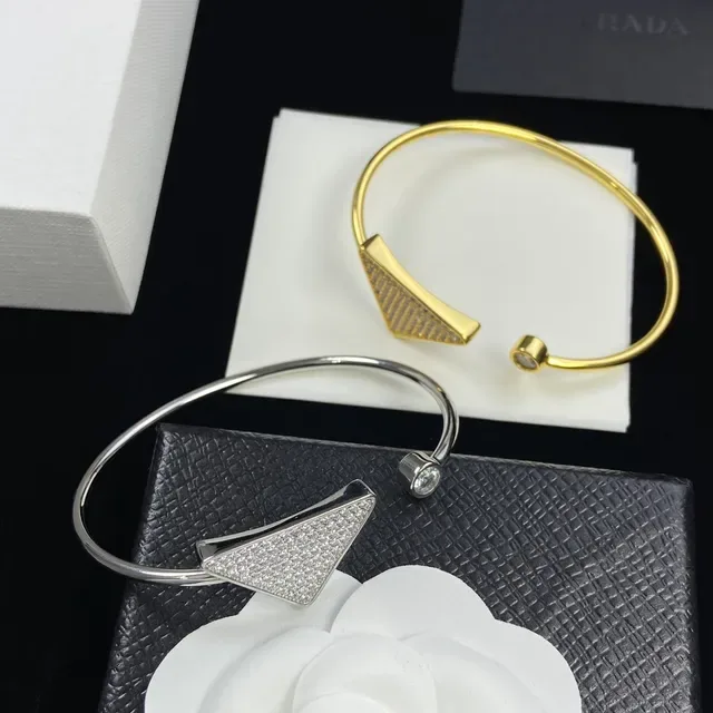 Silver and Gold Tone Pavé Triangle Open-Cuff Bracelets 6