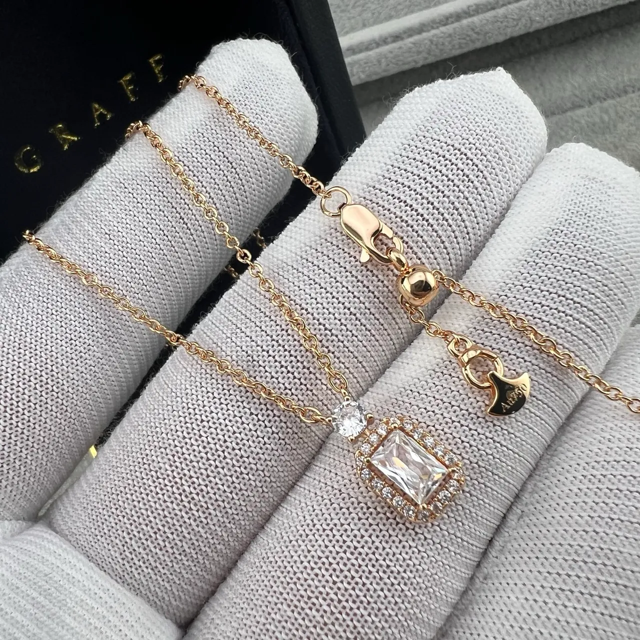 Silver and Gold Tone Rectangular Halo Pendant Necklaces 3