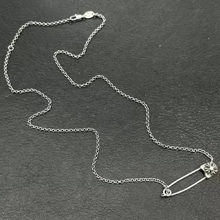 Silver and Gold Tone Safety-Pin Floral Cap Necklaces 4