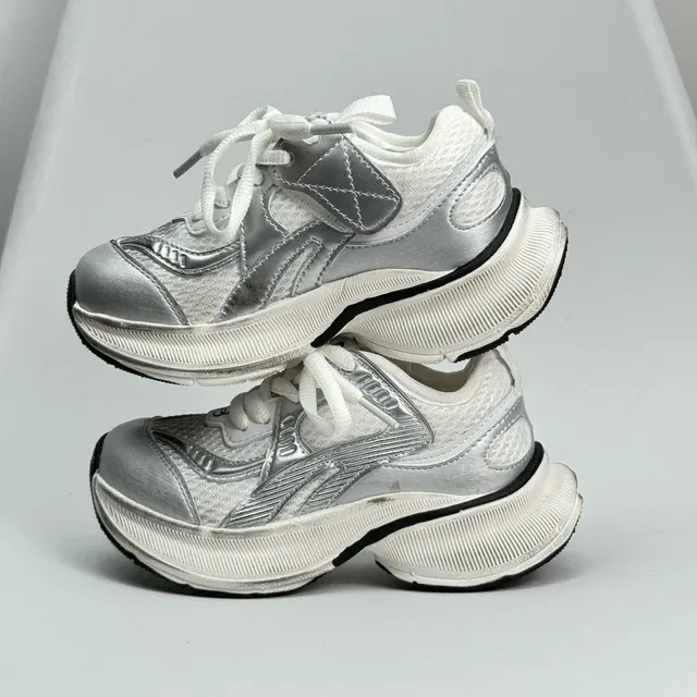 Silver and White Chunky Platform Sneaker 9