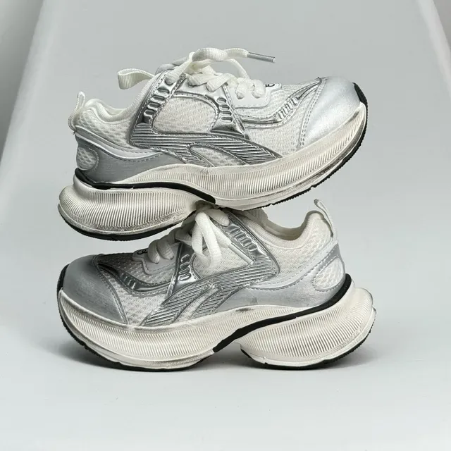 Silver and White Chunky Platform Sneaker 10