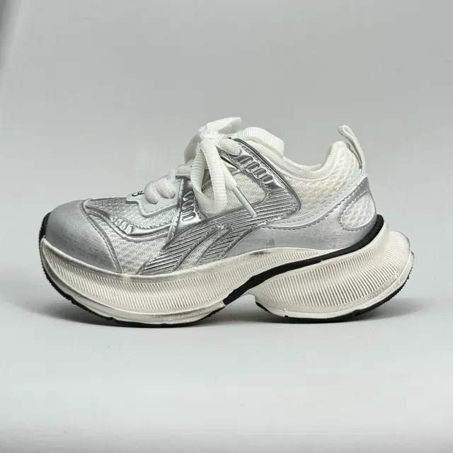 Silver and White Chunky Platform Sneaker 11