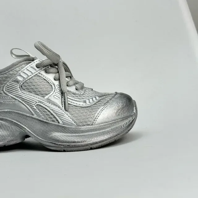 Silver and White Chunky Platform Sneaker 21