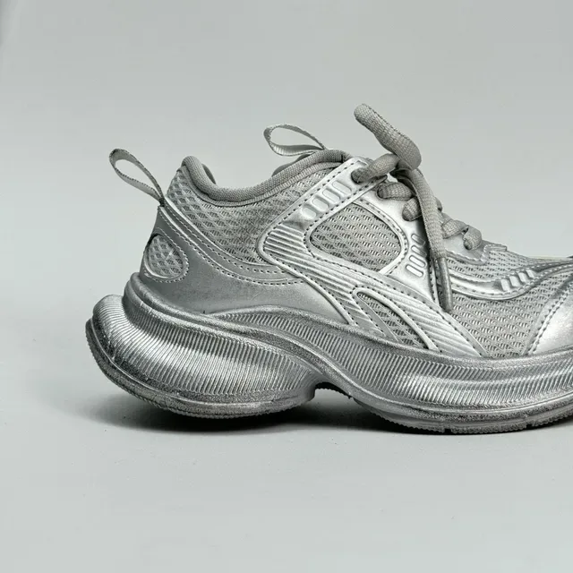 Silver and White Chunky Platform Sneaker 22