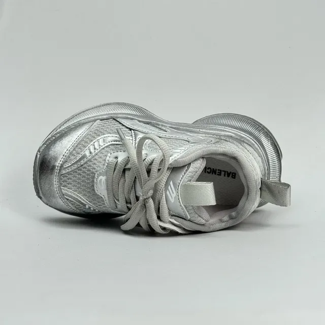 Silver and White Chunky Platform Sneaker 24