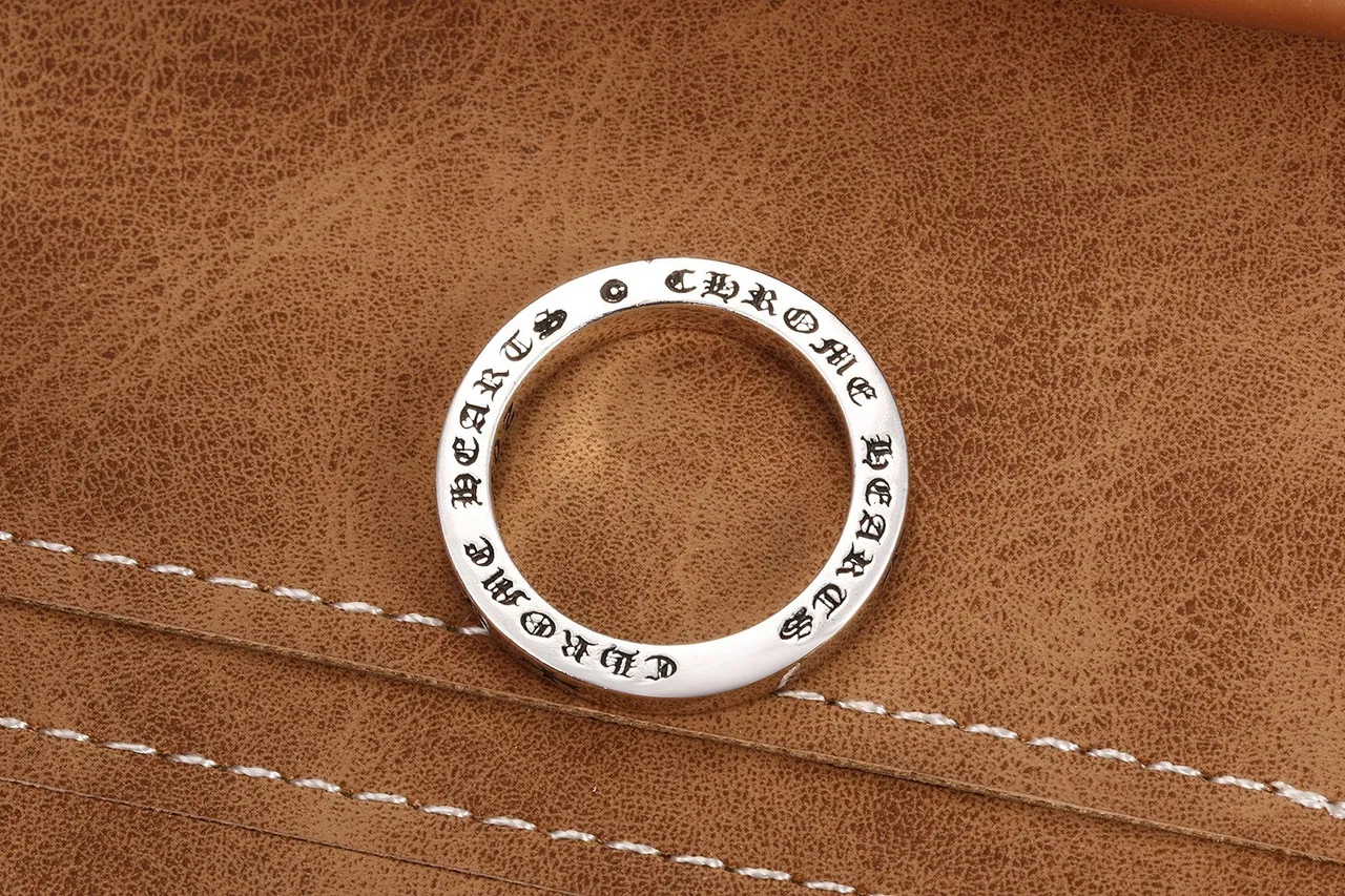 Silver Black Engraved Band Lettering Ring 4