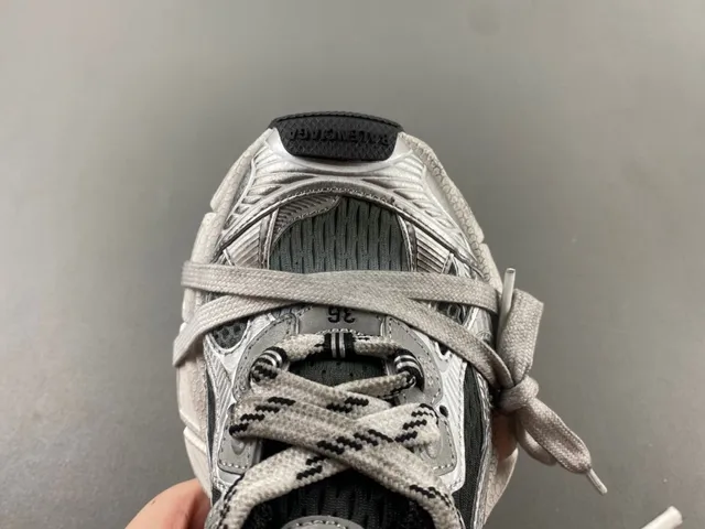 Silver Black Oversized Sole Metallic Synthetic Upper Chunky Sneakers 6