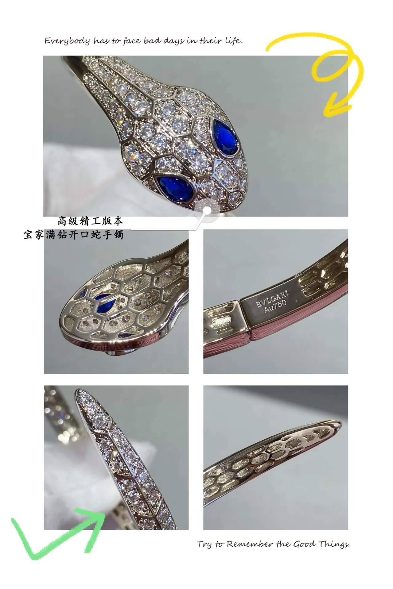 Silver Blue Snake Motif Pavé-Set Bracelet 2