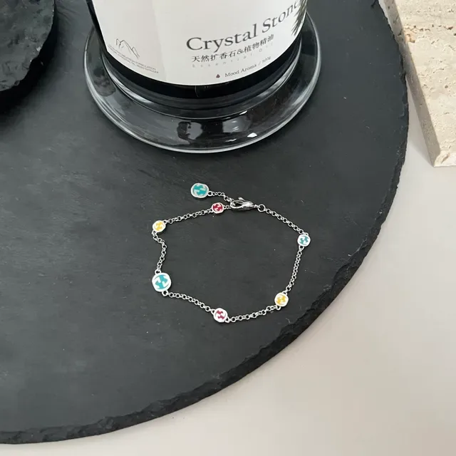 Silver Chain Enamel Charm Bracelet 3