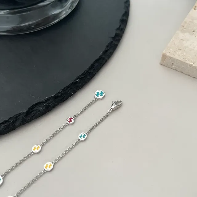 Silver Chain Enamel Charm Bracelet 5