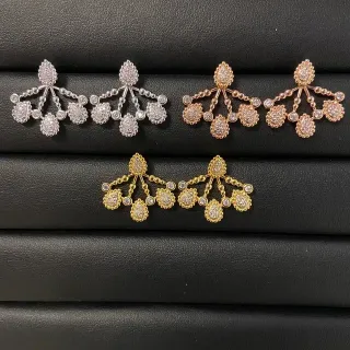 Silver Gold Chandelier-Style Multi-Tiered Earrings